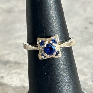 Vintage Ring Sapphires, Size 5 3/4, Simulated Sapphires, Gold plated pure…